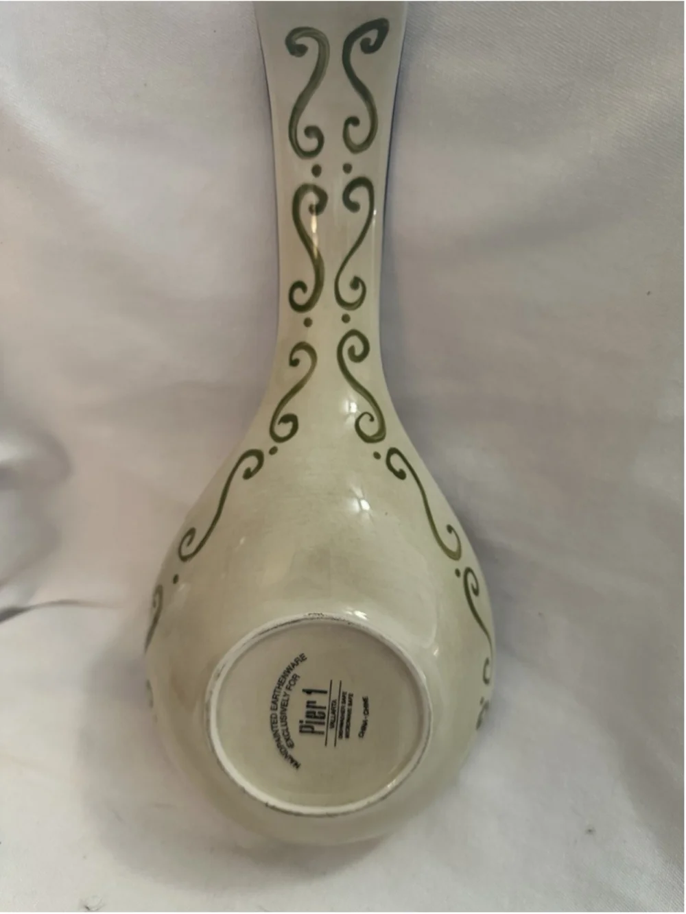 Pier 1 VALLARTA 10 inch Spoon Rest Utensil Holder Floral Design Hand Crafted